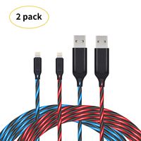 iChase Light Up Led Charging Cable, Advanced Current Visible Flowing EL LED Lights Charger Cable, Probably The World's Most Cool Cable-3ft (2pack Blue+red)