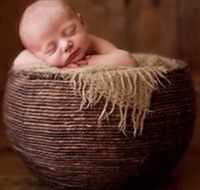 AiXiAng Newborn Baby Photo Props Basket Infant Photography Prop Handmade Woven Round Basket