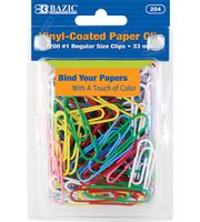 Bazic Vinyl-Coated Paper Clips, 33mm, Multi Color, Pack of 200 (204-24)