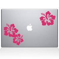 The Decal Guru Hibiscus Decal Vinyl Sticker, 13" MacBook Air, Pink (1456-MAC-13A-BG)