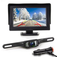 JPP Backup Camera and Monitor Kit, 4.3 Inch TFT LCD Color Display and a Waterproof Night Vision License Plate Reverse Camera for Car/RV/Truck/Pickup/Van/Camper
