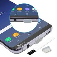 PortPlugs USB C Dust Plugs (10 Pack) - Compatible with Latest Models Samsung Galaxy, Note, Pixel, MacBook, Any Type C Charging Port - Includes Cleaning Brush (Clear)