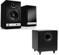 Audioengine HD3 Powered Bookshelf Speakers (Pair) Satin Black & Audioengine S8 Black 8-inch Powered Subwoofer Bundle
