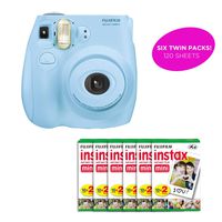 Fujifilm - Instax Mini 9 & Instax Mini 7S Instant Camera Product Bundles | Film Pack Options | Renewed (Mini 7S + 6 Film Pack, Light Blue)