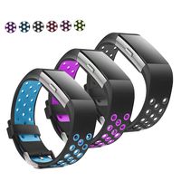 Jobese Replacement Bands Compatible with Fitbit Charge 2, 3-Pack Soft Breathable Silicone Sport Accessories Wristbands with Air Holes, Women Men