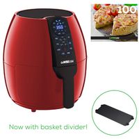 GoWISE USA GW22959 5-Quart Air Fryer with 8 Cook Presets + Recipe Book, Red, 5.0-Qt
