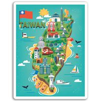 2 x 10cm Taiwan Vinyl Stickers - Taipei Fun Travel Sticker Laptop Luggage #17258 (10cm Tall)