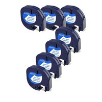 LetraTag LT-100h Tape Compatibl DYMO LetraTag White Plastic Tape 91331 S0721660, Replacement for Dymo LetraTag LT-100H LT-100T QX50, 1/2 Inch x 13 Feet, Black on White Tape, 7-Pack 