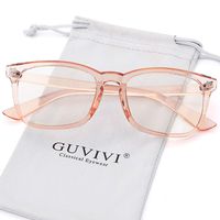 GUVIVI Blue Light Blocking Glasses Square Nerd Eyeglasses Frame Anti Blue Ray for Men Women Computer Game Glasses Transparent Lens (Pink)