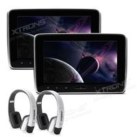 XTRONS 2X 10.1 Inch Twins HD Digital Screen Car Auto Headrest Stereo DVD Player White New Version Headphones Included