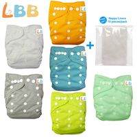 Baby Double Rows of Snaps 6pcs Pack Fitted Pocket Washable Adjustable Cloth Diaper(Netural Color)6BM98, AMGrey, One Size