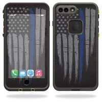 MightySkins Skin Compatible with Lifeproof iPhone 7 Plus - Thin Blue Line | Protective, Durable, and Unique Vinyl Decal wrap Cover | Easy to Apply, Remove, and Change Styles | Made in The USA