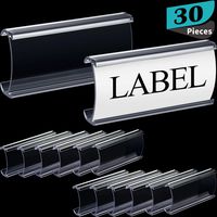 Plastic Label Holders Wire Shelf Label Holders Clear Plastic Shelf Label Holders Compatible with Metro Shelves, 3 x 1.25 Inches (30 Packs)