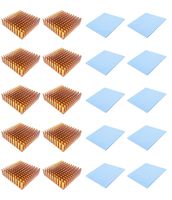Easycargo 40x40x11mm Heatsink Kit, Cooler Heat Sink + Silicone Based Thermal Pad (40mmx40mm) (Golden Tone 10-Pack)