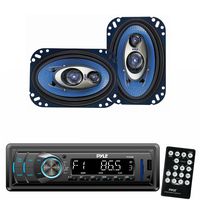 Pyle Audio Radio Player and Speaker Package - PLR34M In-Dash AM/FM-MPX Receiver With MP3 Playback & USB/SD/Aux Inputs - PL463BL 4'' x 6'' 240 Watt Three-Way Speakers (Pair)