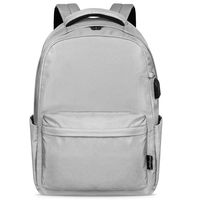 Waterproof Women Laptop Backpack Casual Daypack lightweight Bookbag USB (grey)