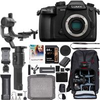 Panasonic LUMIX GH5 Mirrorless 4K Camera Body DC-GH5 Filmmaker's Kit with DJI Ronin-SC 3-Axis Handheld Gimbal Stabilizer Bundle + Deco Photo Backpack Case + 64GB Card + Corel Paintshop Pro Software