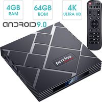 pendoo Android 9.0 TV Box 4GB RAM 64GB ROM, X10 MAX Android TV Box RK3318 Quad-Core 64Bits Dual WiFi 2.4G/5G Bluetooth 3D 4K Ultra HD H.265 USB 3.0 Android Box