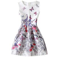 Other-sey Women's Dress Noble Elegant Evening Dress Summer Butterfly Print Casual Sleeveless A-Line Dress White