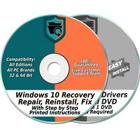 Ezalink Recovery Disc Set Compatible w/ Windows 10 Home & Professional 32 & 64-Bit Install, Restore, Repair, Boot, Fix with Drivers 2 DVD Set {All PC Brands}