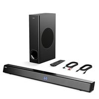 2.1 Channel Soundbar with Subwoofer, ABOX 120W Sound Bar for TV, Wireless & Wired Home Theater Surround Sound, 5 Input with Remote Control, Wall Mountable