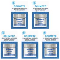 50 Schmetz Universal Sewing Machine Needles -  Assorted sizes - Box of 5 cards