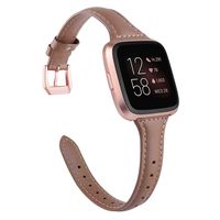 TOYOUTHS Leather Strap Compatible with Fitbit Versa/Versa 2 Bands for Women Men Slim Genuine Leather Wristbands Replacement for Versa Lite Edition/Versa SE Accessorie Pink Gray+Rose Gold Buckle