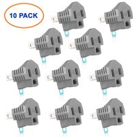 Yubi Power Grounding Adapter Plug - Grounded Outlet Adapter - 2 Prong to 3 Prong Adapter - 10 Pack - Gray