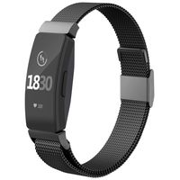 CCnutri Compatible with Fitbit Inspire HR Bands, Stainless Steel Loop Metal Mesh Bracelet for Fitbit Inspire and Ace 2 Replacement Wristbands for Women Men, Black, Large