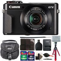 Canon PowerShot G7 X Mark II 20.1 MP Digital Camera (Black) + 24GB Memory Card + Wallet + Reader + Lens Pen + Dust Blower + Case + 3pc Cleaning Kit + Flexible Tripod