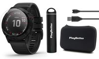Garmin Fenix 6X Pro (Black with Black Band) Power Bundle with HD Screen Protectors, PlayBetter Portable Charger & Protective Hard Case | 2019 | PulseOx, ClimbPro, Maps, PacePro, Spotify & Music