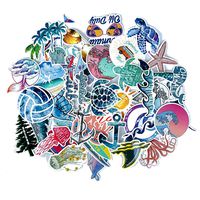 Beach Stickers 50pcs Blue Surfing Waves Fresh Lively Turtle Laptop and Water Bottle Vinyl Decals Cartoon Vitality Aesthetic Sticker Pack for Teens, Girls, Vinyl Decals Waterproof (Beach Surfing 50)