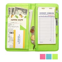 Mymazn Waiter Book for Waitress Wallet Server Book with Magnetic Money Zipper Pocket Pen holder for Waitressing Book Organizer for Restaurant fits Guest Check Pad Waitsuff Accessories (Electric lime)