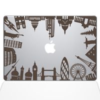 The Decal Guru Around The World Monuments Decal Vinyl Sticker, 12" MacBook, Brown (1385-MAC-12M-BRO)