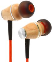Symphonized XTC 2.0 Earbuds with Mic, Premium Genuine Wood Stereo Earphones, Hand-Made in-Ear Noise-isolating Headphones with Tangle-Free Innovative Shield Technology Cable (Sunset Orange)