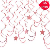 35 Pieces Party Hanging Star Swirls Decorations Party Star Swirls Party Decor Kit Rose Gold Hanging Festive Decoration for Birthday Party, Wedding, Baby Shower, Graduation, Bridal Shower Engagement