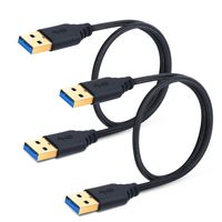 Besgoods 2-Pack 1.5Ft Braided Super Speed USB 3.0 Type A Cable - Male to Male USB Cord Short Cable for Hard Drive Enclosures, Laptop Cooling Pad, DVD Players, Black