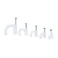 Round Cable Clips - 500-Pack 4mm, 6mm, 8mm, 10mm, 14mm Nail-in Cable Wire Clips, Circle Wire Fastener with Steel Nail, Cable Management for RG6, RG59, CAT5, CAT6, RJ45 Ethernet Dish TV Speaker Cord