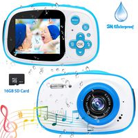 Kids Camera,8MP HD Kids Waterproof Camera Mini Gift Digital Camera for Kids Support MP3MP4 with 2.0 Inch IPS HD Screen,Puzzle Game,USB Rechargeable Kid Outdoor Camera for Boy Girls Gift(Blue)