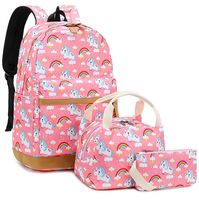 Bookbag Girls School Backpack Cute Schoolbag fit 15inch Laptop Insulated Lunch bag for Teens Kids Casual Daypack (Pink T03)