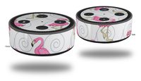 Skin Wrap Decal Set 2 Pack for Amazon Echo Dot 2 - Flamingos on White (2nd Generation ONLY - Echo NOT Included)