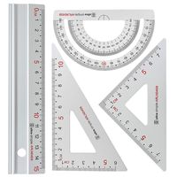 4 pc Metal Triangular Scale Ruler Set - Architectural Scale Ruler Set, Math Geometry Tool, Protractor, Triangular, Ruler Set
