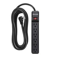 DEWENWILS 6-Outlet Power Strip Surge Protector Long Extension Cord, Low Profile Flat Plug, and 15 Amp Circuit Breaker, 500 Joules, Wall Mount, UL Listed (25 Foot, Black)
