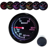 Dewhel Turbo Boost Vacuum Meter 30PSI Pressure Smoke 7 Color LED 52mm 12V Universal Auto Car Gauge Kit Interior Accessory for Honda Acura Mitsubishi Nissan Infiniti Lexus Toyota Scion BRZ etc