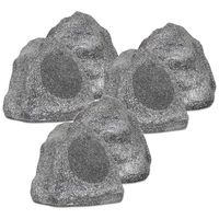 Theater Solutions 6R6G Outdoor Granite 6.5" Rock 6 Speaker Set for Deck Pool Spa Yard Garden