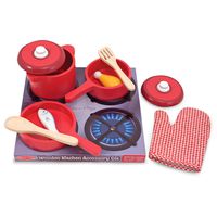 Melissa & Doug Deluxe Wooden Kitchen Accessory Set - Pots & Pans (8 Pieces, Great Gift for Girls and Boys - Best for 3, 4, 5, 6, and 7 Year Olds)