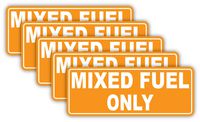Extra Large MIXED FUEL ONLY Labels Decals | Automotive Decals Gas Can Label Sticker | Fuel Ratio 50:1 Vinyl Decal Markers | 6.5" x 2.5" | (5 - Pack)