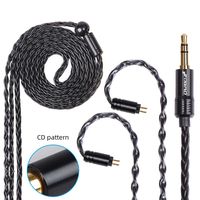 FDBRO 8-core Earphone Upgrade Cable CD Texture Plug Replacement Cable Detachable Ear-Hook Type OFC Silver Plated Earphone Cable for UM3X ES3 ES5 W4R ZS5 ZS6 ZS10 ZST ZSR (0.78mm 2PIN, Black+3.5mm)