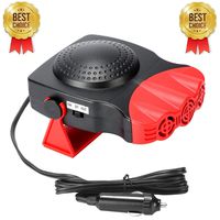 Portable Car Heater,30 Seconds Fast Heating Quickly Defrosts Defogger 12V 150W Auto Ceramic Heater Cooling Fan 3-Outlet(Red)