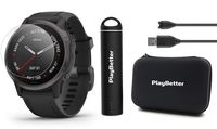 Garmin Fenix 6S Sapphire (Gray with Black Band) Power Bundle with HD Screen Protectors, PlayBetter Portable Charger & Protective Hard Case | 2019 | PulseOx, ClimbPro, Maps, PacePro, Spotify, Music